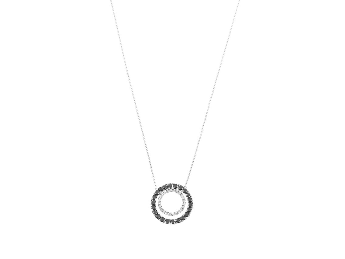 Palido Halskette Anhänger Kreis 14kt Weißgold 3,4g Diamanten 0,17ct schwarze Diamanten 0,88ct 450mm 