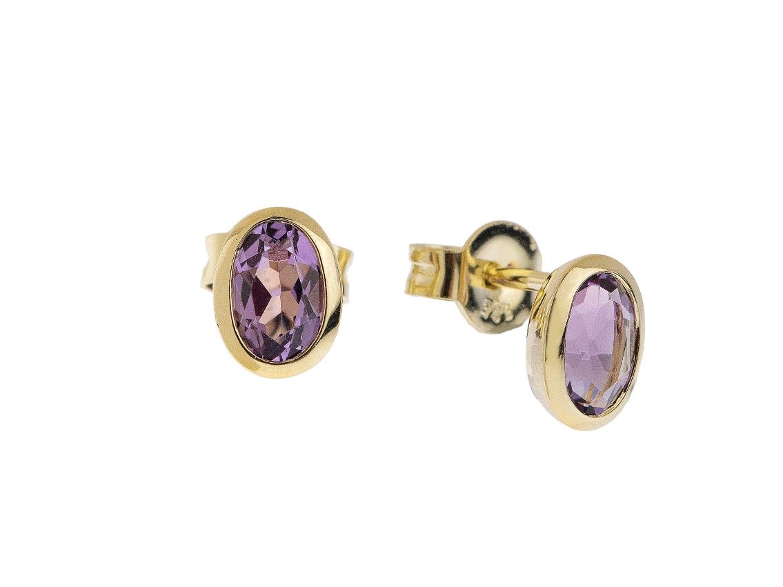 Palido Ohrstecker Oval 14kt Gelbgold 1,3g Amethyst 