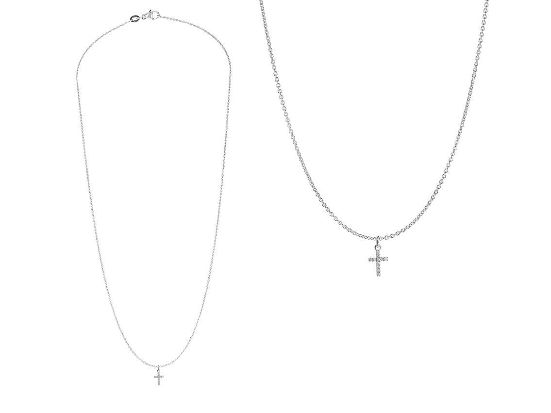 Palido Halskette Anhänger Kreuz 18kt Weißgold 1,6g Diamanten 0,02ct