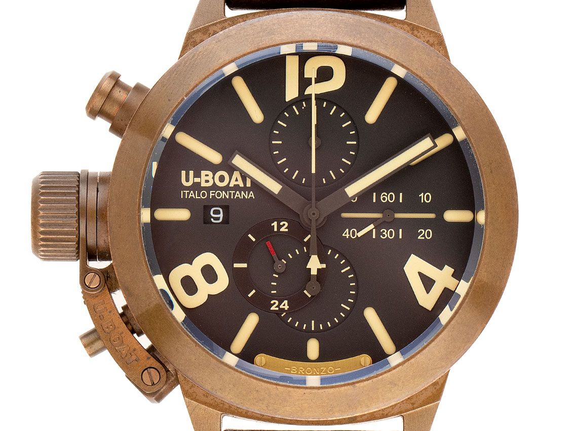 U-Boat Classico Bronze Automatik Chronograph Armband Leder 45mm Ref.8063 Box&Pap. Full Set Neu 