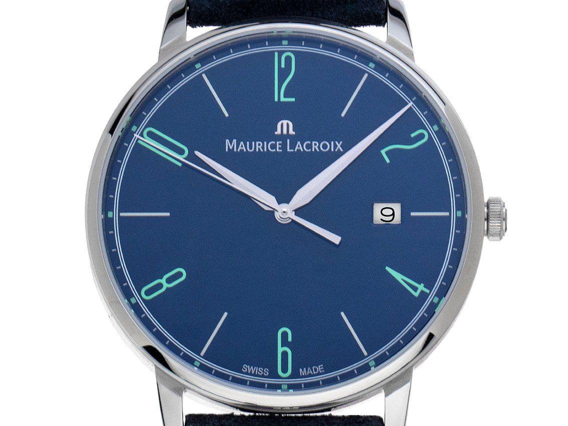 Maurice Lacroix Eliros Date Stahl Quarz Armband Leder 40mm Box&Pap. Full Set Neu