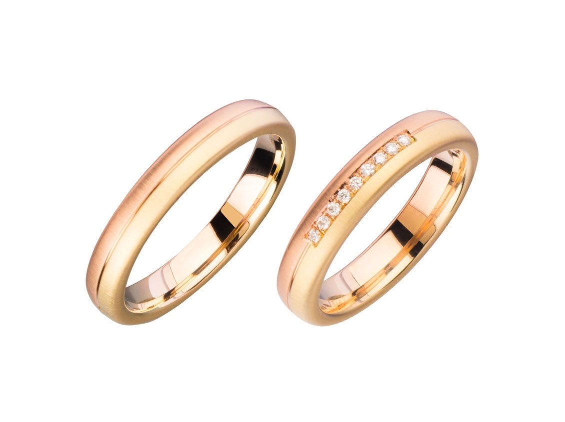 Fischer Trauringe 14kt Apricot/Roségold 11,7g Diamanten 0,04ct