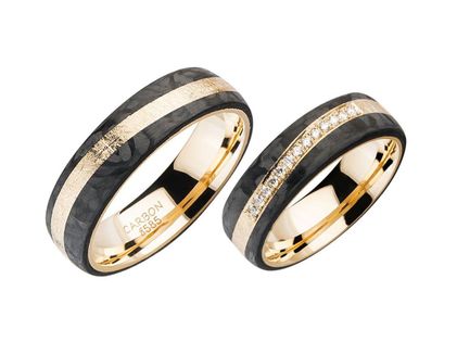 Fischer Trauringe 14kt Apricotgold Carbon 13,1g Diamanten 0,09ct