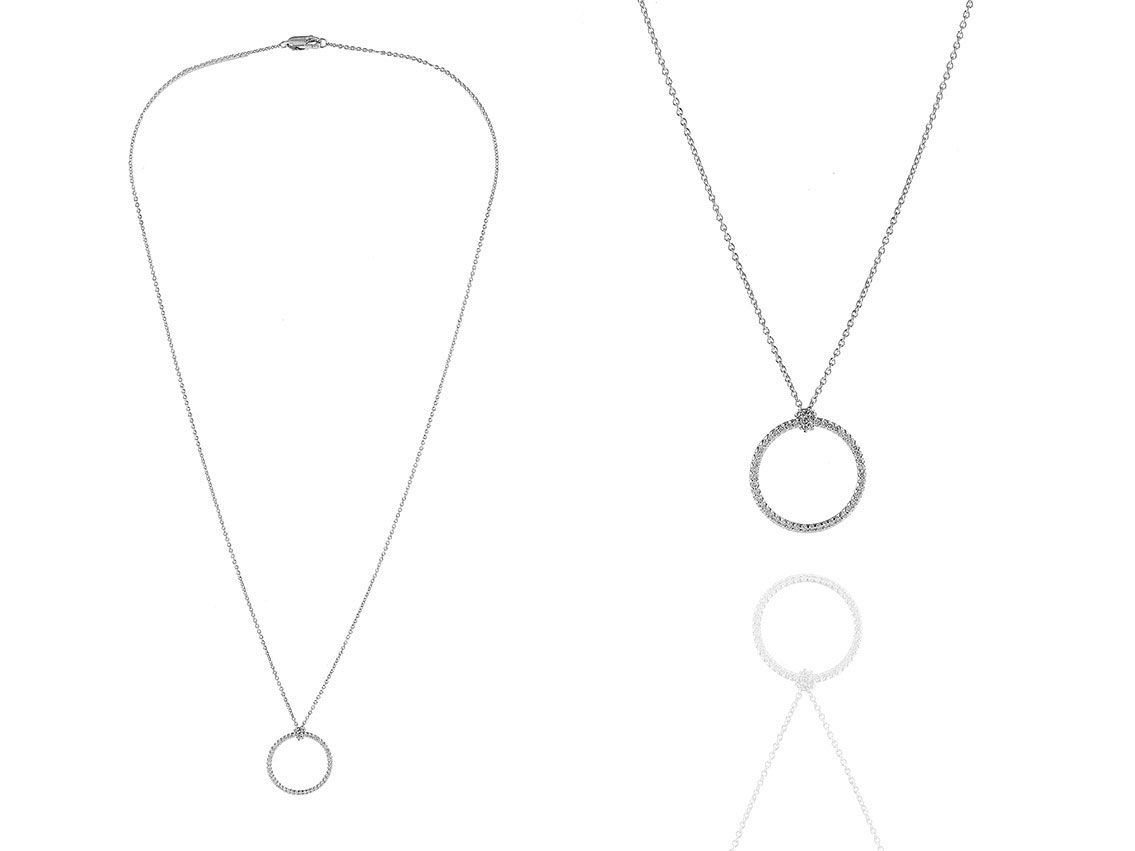 Palido Halskette Anhänger Rund 18kt Weißgold 2,1g Diamanten 0,13ct 
