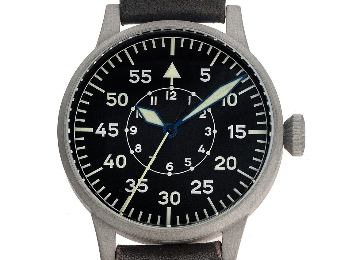 Laco Fliegeruhr Original Leipzig Stahl Handaufzug Armband Leder 42mm Box&Pap. Full Set Neu