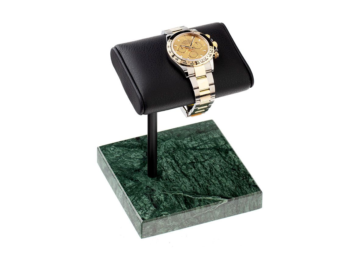 The Watch Stand Uhrenaufsteller Leder Schwarz Marmor Grün 110x110x140mm Neu