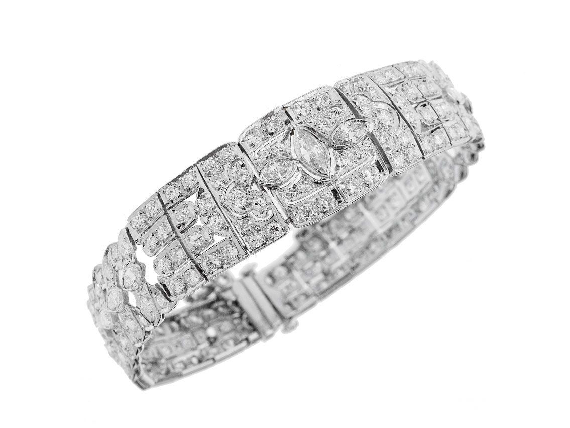 Armband Art Deco Filigran 950 Platin 29,0g Diamanten 16,30ct Vintage Einzelstück Handarbeit 