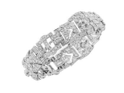 Armband Art Deco Filigran 950 Platin 44,8g Diamanten 12,80ct Vintage Einzelstück Handarbeit