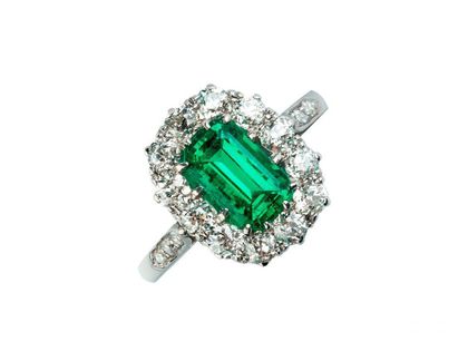 Ring Art Deco 950 Platin Diamanten Smaragd Vintage Bj. 1930 Handarbeit