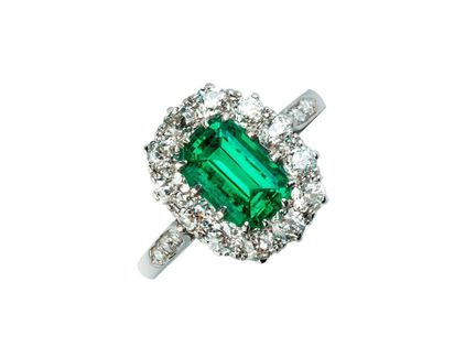 Ring Art Deco 950 Platin 4,0g Diamanten 1,50ct Smaragd Vintage Bj. 1930 Handarbeit