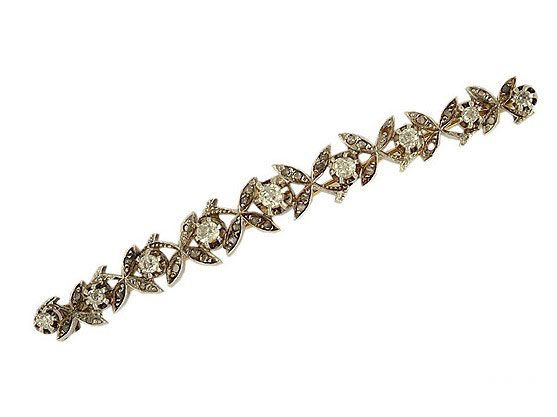 Brosche Antik Bj.1900 Silber Gelbgold Diamant Handarbeit