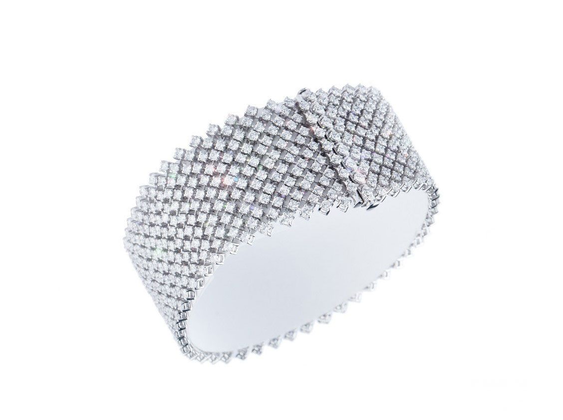 Facet Armband 18kt Weißgold 52g Diamanten 18,5ct 
