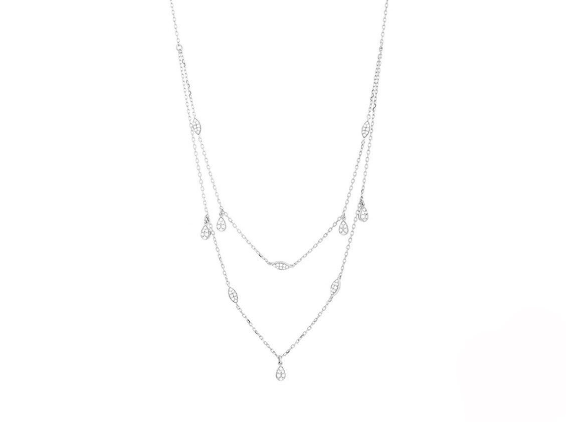 Facet Halskette 18kt Weißgold 4,1g Diamanten 0,19ct 460mm