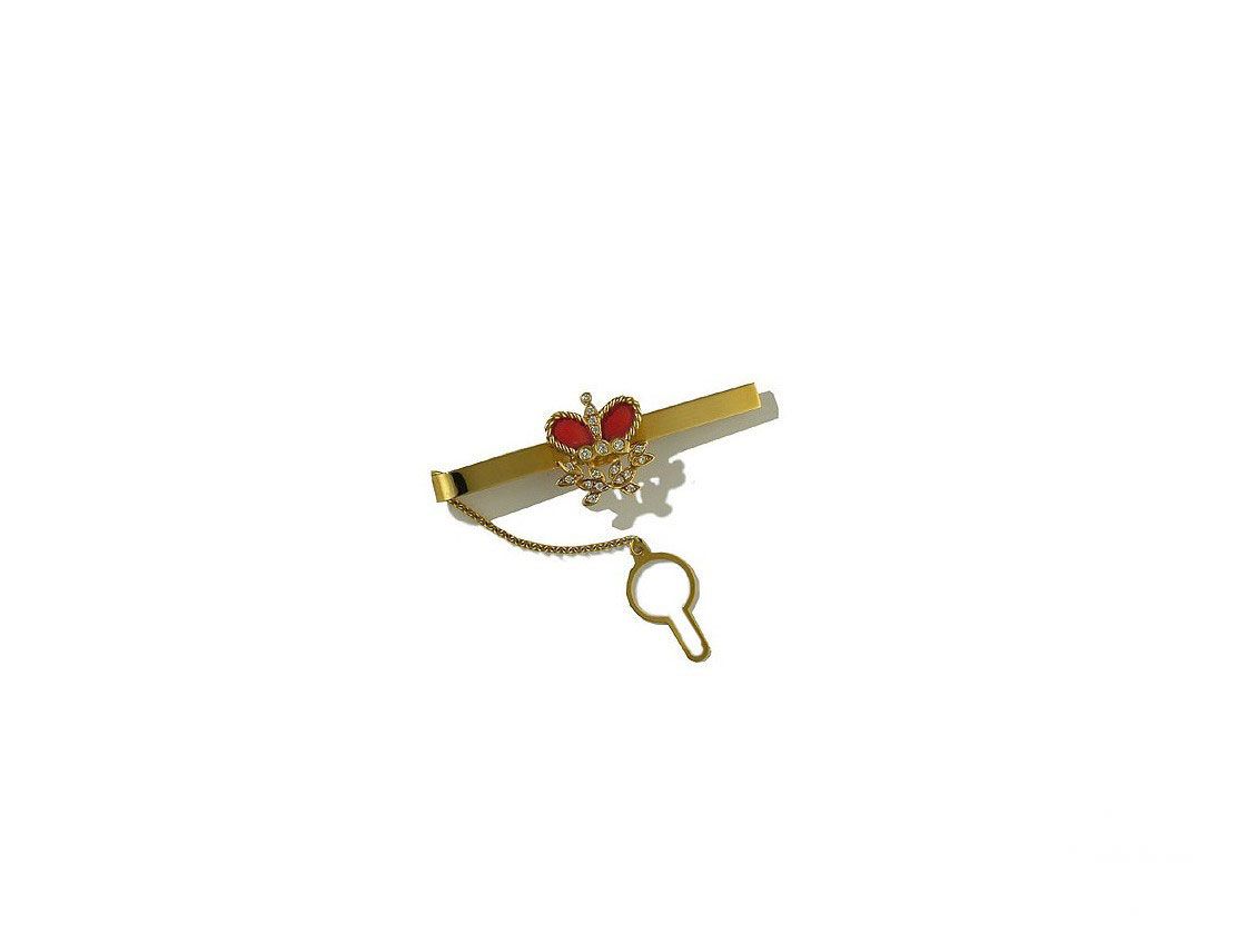 Krawattenklammer Krone 18kt Gelbgold 12,0g Diamanten 0,20ct Handarbeit