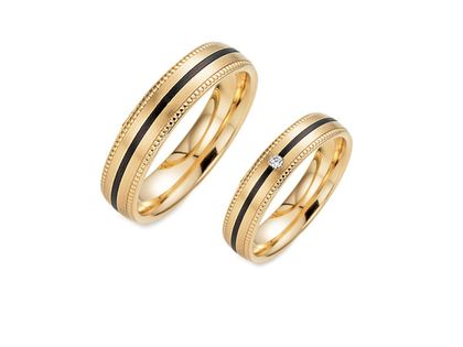 Fischer Trauringe 14kt Apricotgold Carbon 9,5g Diamanten 0,02ct