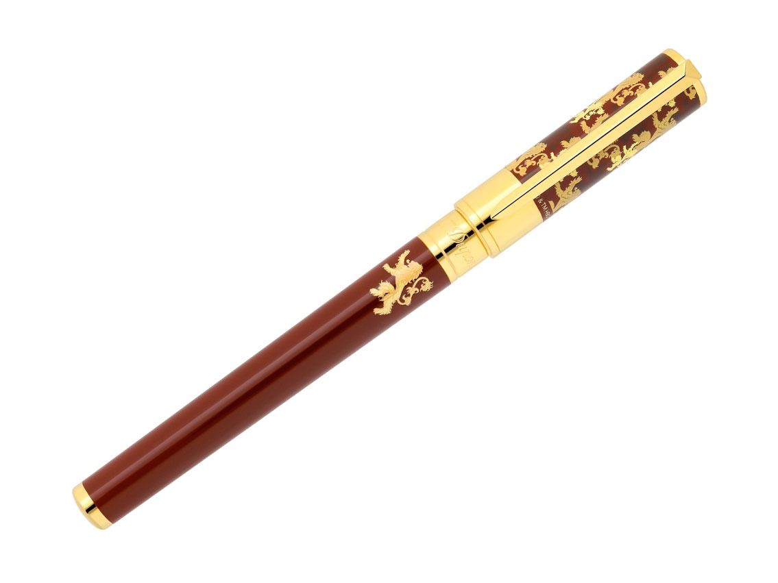 S.T. Dupont Kugelschreiber WI-Initial Rot Gold Chinalack Game of Thrones Ref.272038 Full Set