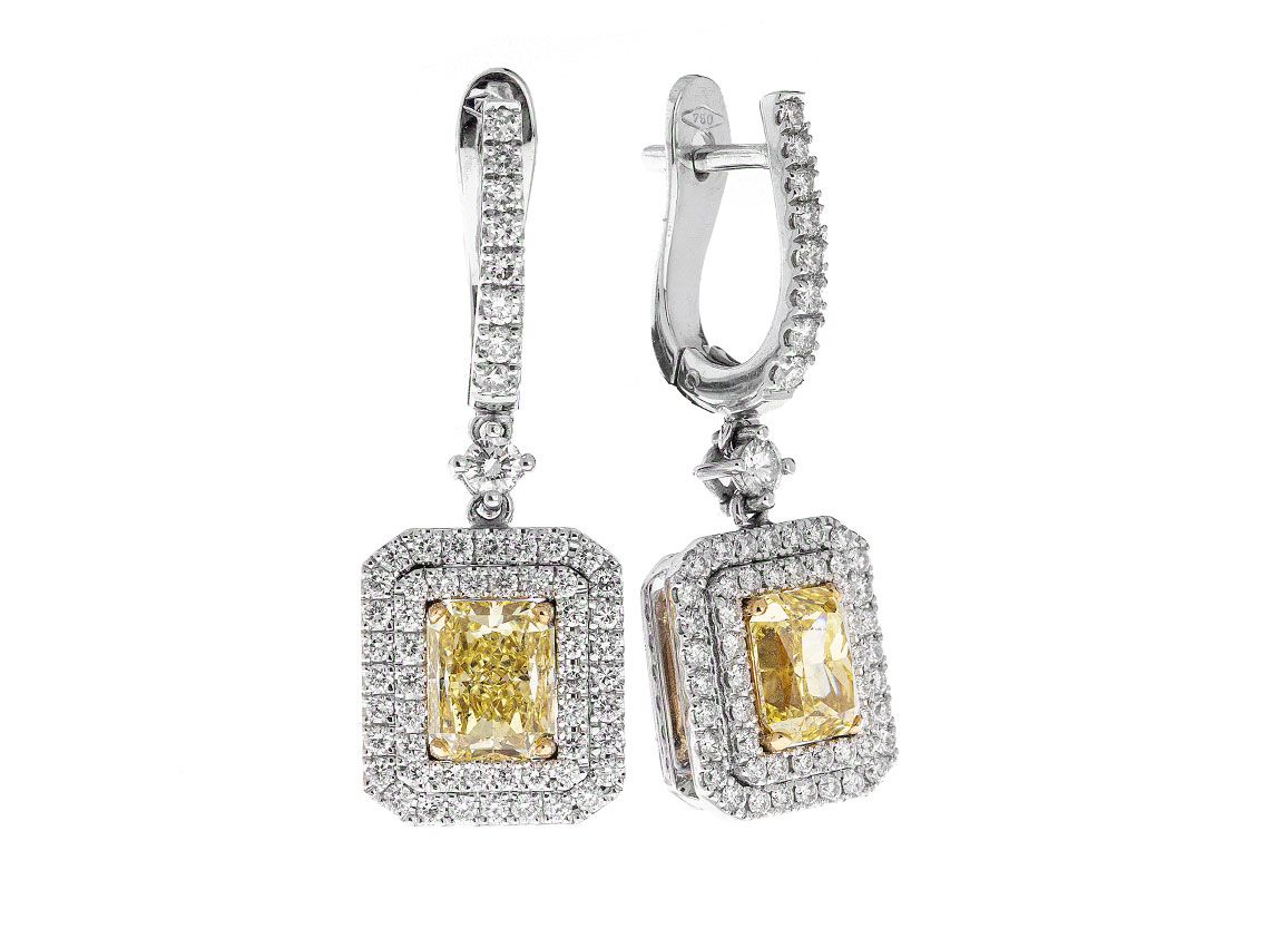 Ohrschmuck 18kt Weißgold 7,6g Diamanten 3,39ct mit Zertifikat