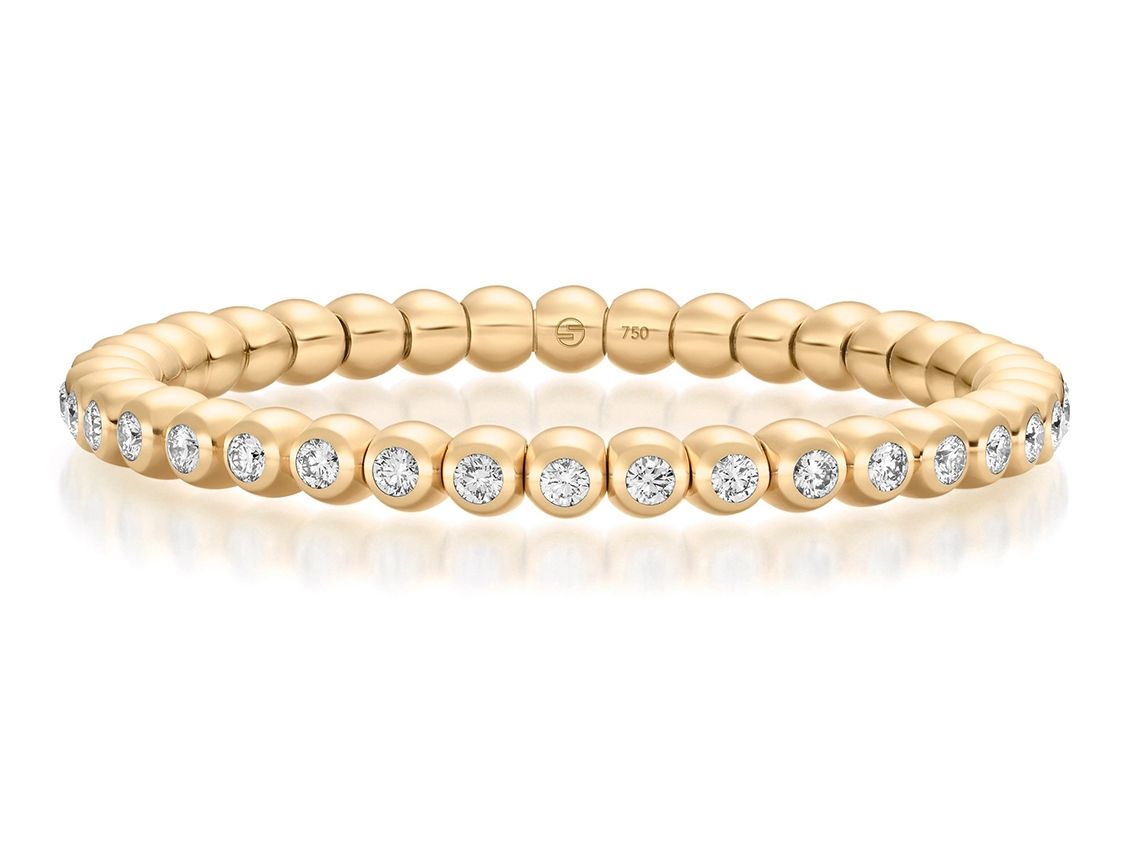 Scheffel Armband Tennis Stretch 18kt Gelbgold 16,0g Diamanten 2,19ct mit Box