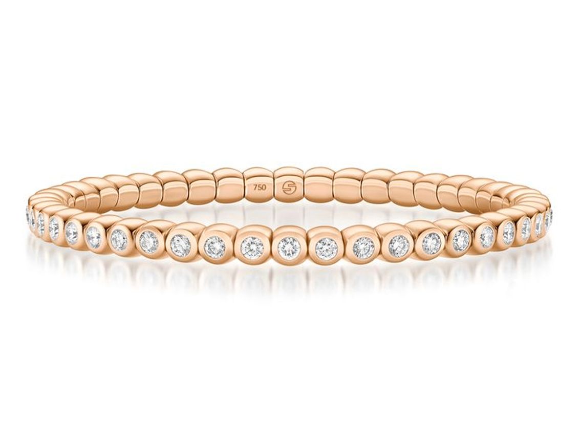 Scheffel Armband Tennis Stretch 18kt Roségold 19,0g Diamanten 2,78ct mit Box