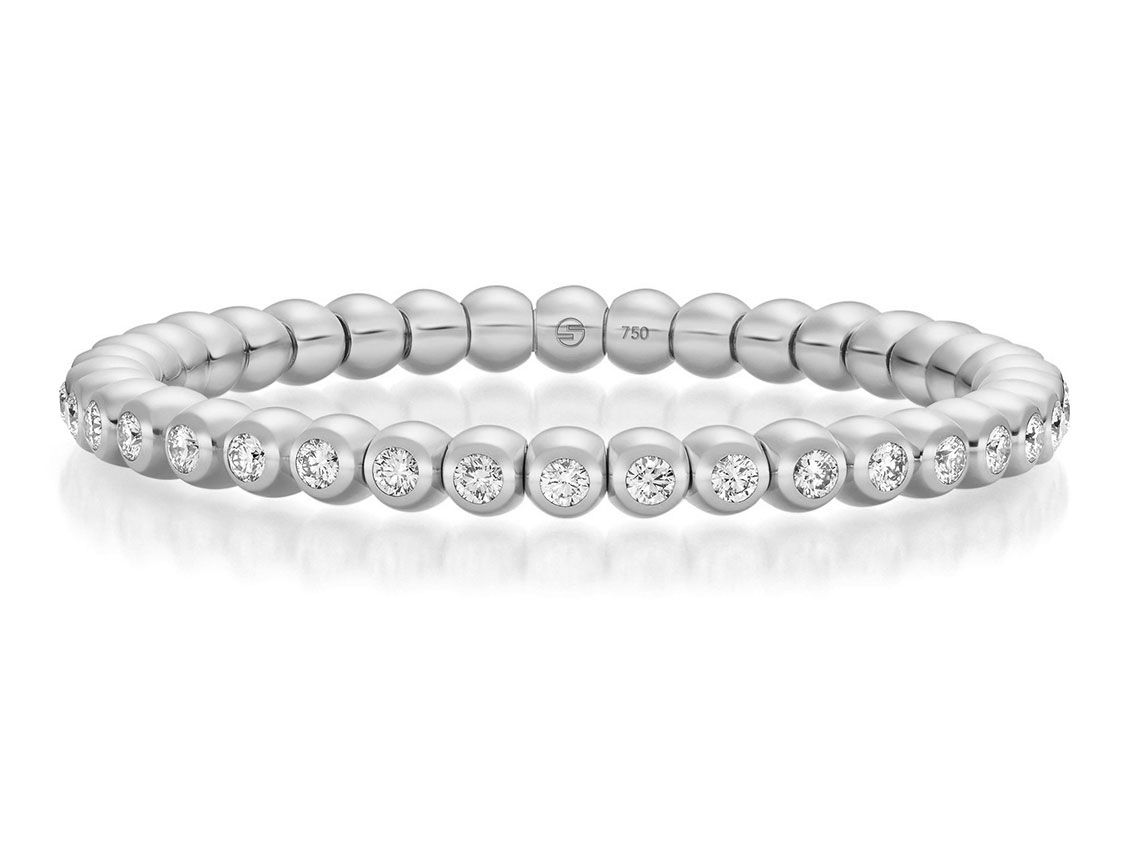 Scheffel Armband Tennis Stretch 18kt Weißgold 19,6g Diamanten 3,40ct mit Box