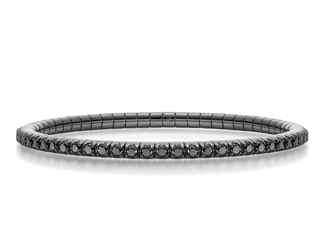 Scheffel Armband Stretch 18kt Weißgold schwarz rhodiniert Diamanten 15,53ct 30,5g mit Box