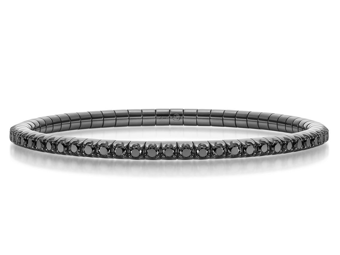 Scheffel Armband Stretch 18kt Weißgold 19,1g schwarz rhodiniert Diamanten 7,91ct