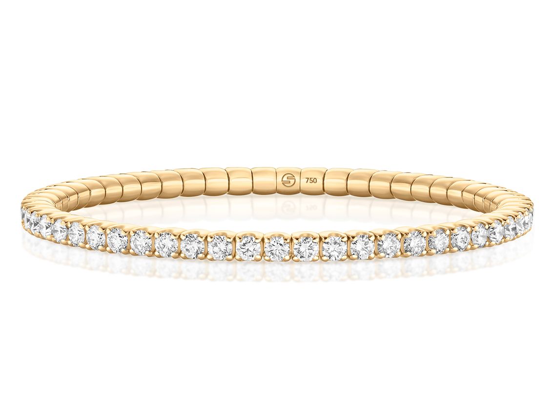 Scheffel Armband Tennis Stretch 18kt Gelbgold 16,0g Diamanten 3,30ct mit Box