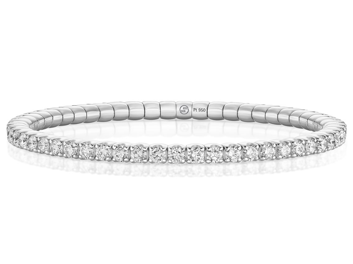 Scheffel Armband Tennis Stretch 950 Platin 20,5g Diamanten 3,41ct mit Box