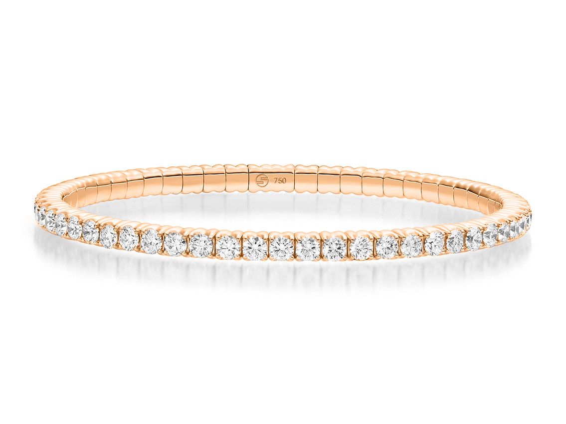 Scheffel Armband Tennis Stretch 18kt Roségold 19,2g Diamanten 4,20ct mit Box