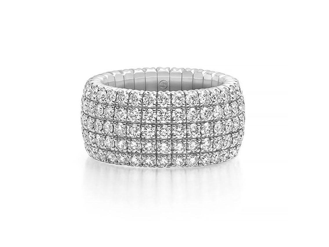 Scheffel Ring Stretch 18kt Weißgold 14,0g Diamanten 4,90ct mit Box 