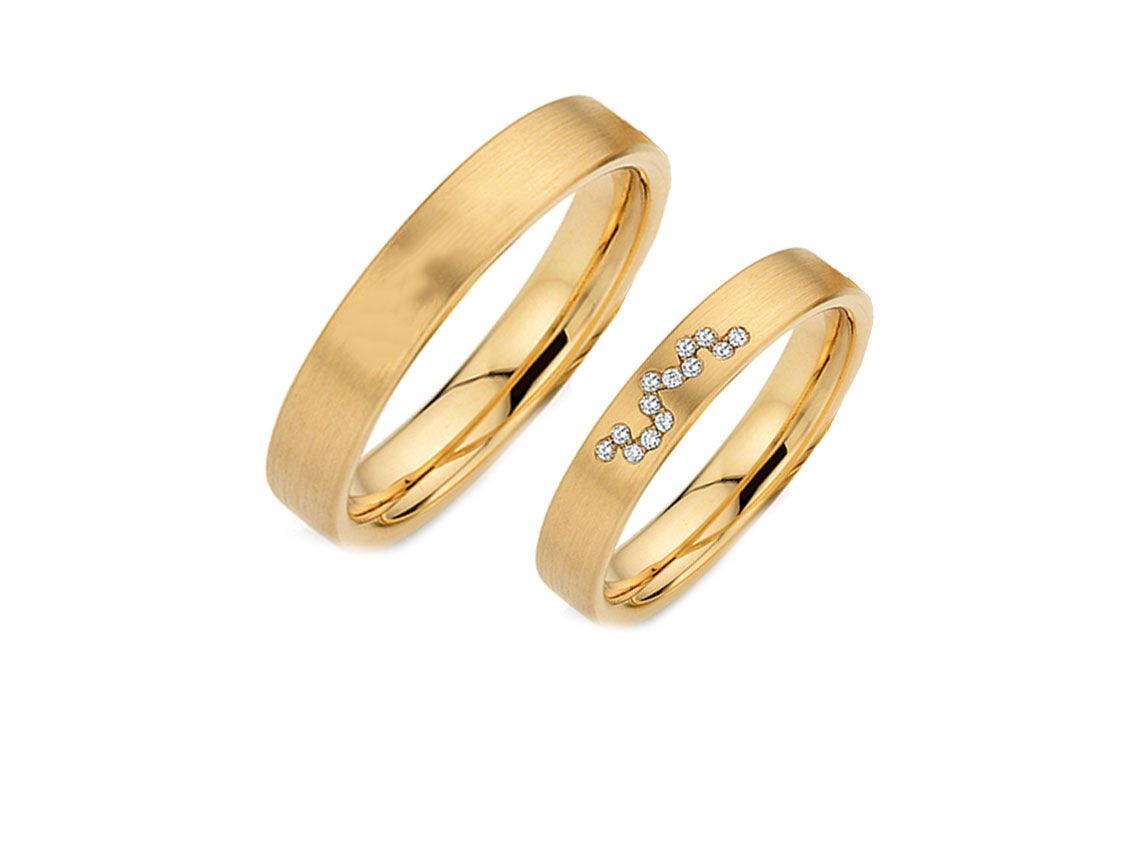Fischer Trauringe 14kt Apricotgold 14,0g Diamanten 0,05ct