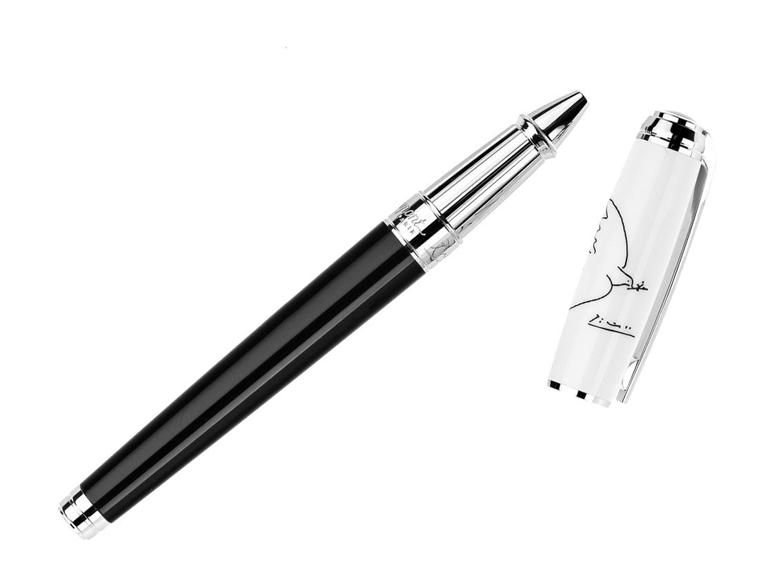 S.T. Dupont Kugelschreiber Linie D Picasso Dove Palladium Chinalack Black White Limited Edition Ref.412050L Full Set