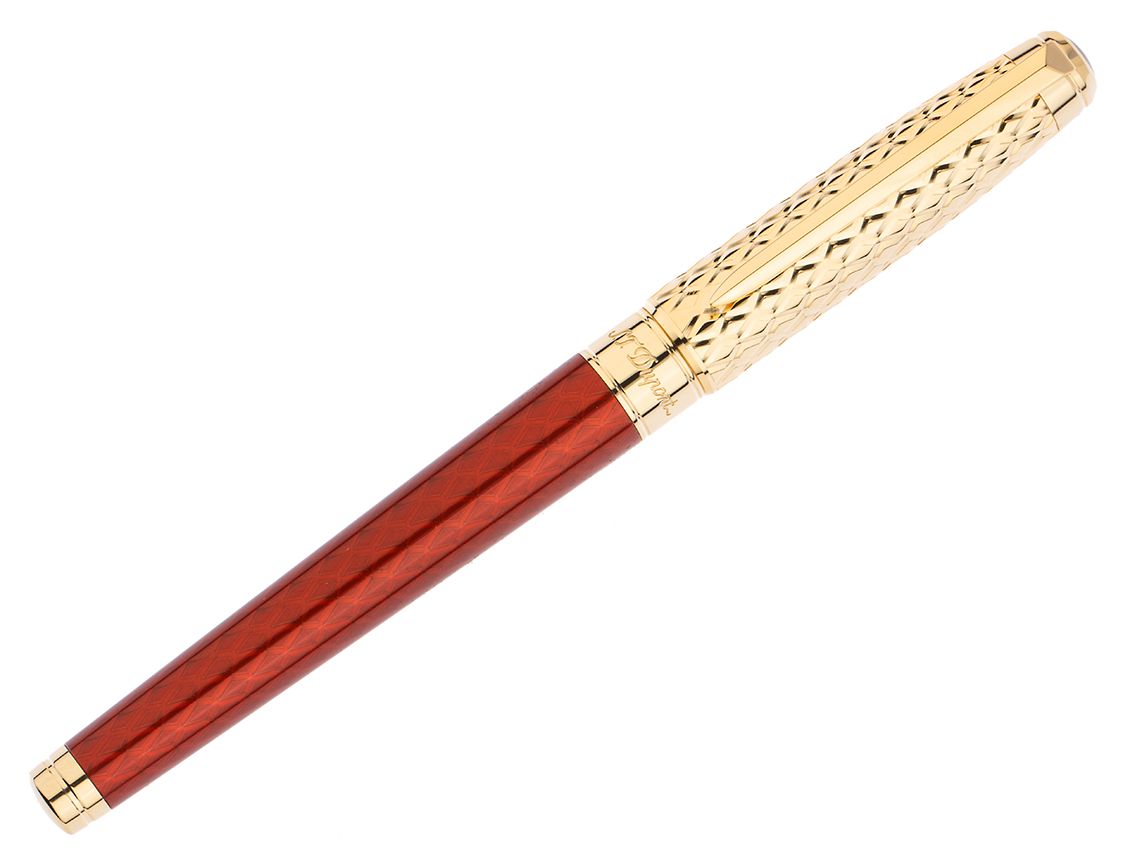 S.T. Dupont Kugelschreiber Eternity Dragon Gelbgold Burgundy Ref.422028L Box&Pap. Full Set Neu