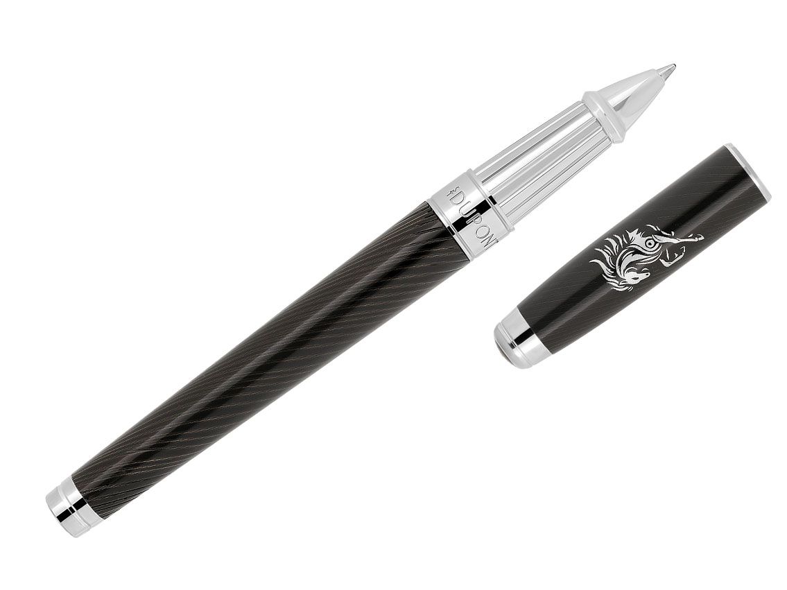 S.T. Dupont Kugelschreiber Line D Eternity Horse Schwarz Chinalack Palladium Ref.422088L Full Set