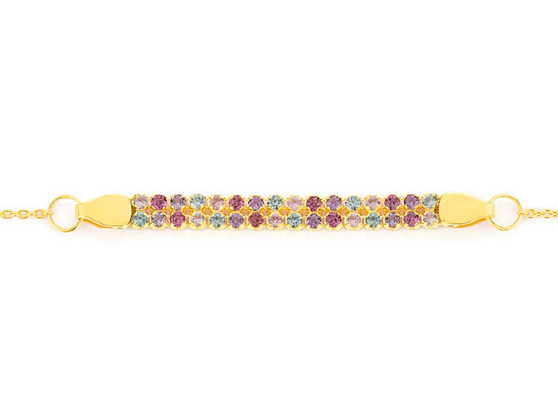 Facet Armband Azur Bay 14kt Gelbgold 1,3g Saphir Amethyst Rhodolit 