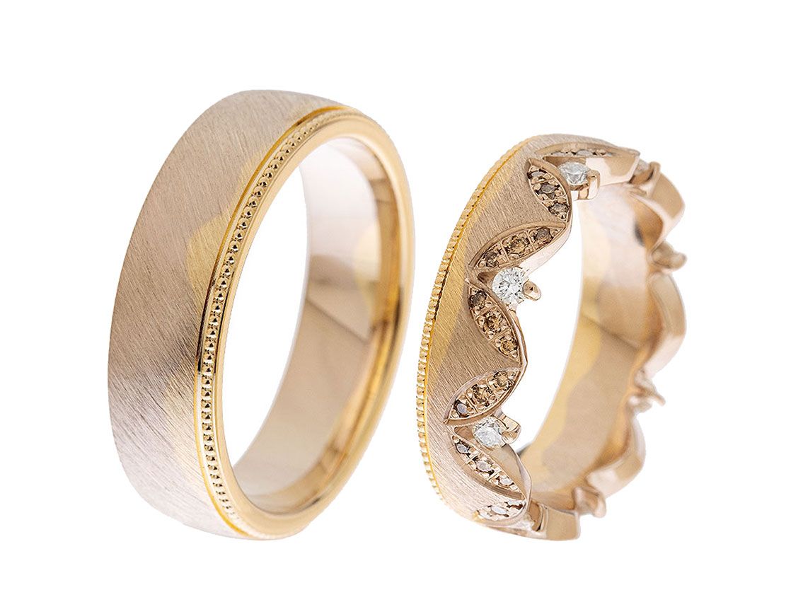 Saint Maurice Trauring 14kt Gelb/Blushgold 19,7g Diamanten 0,62ct 