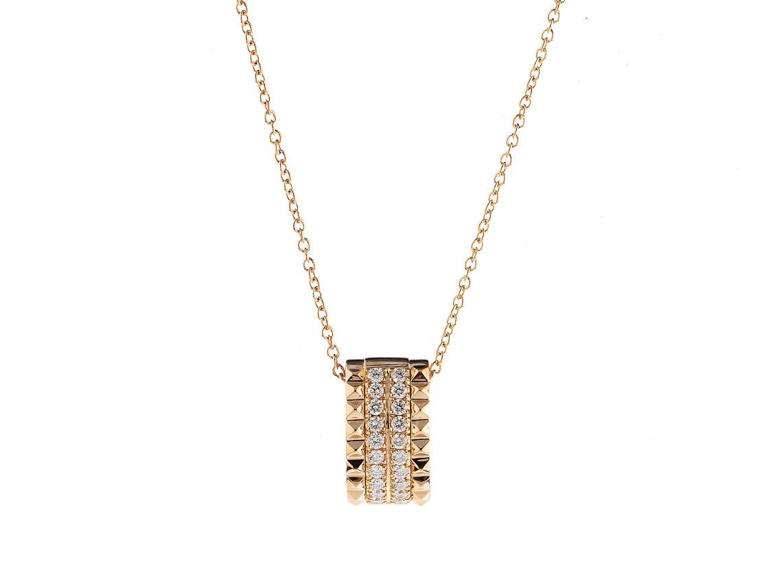 Alberti Halskette Anhänger eckig 18kt Roségold 7,6g Diamanten 0,40ct 440mm