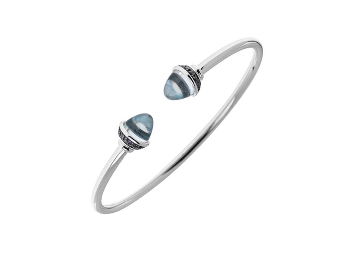 Alberti Armreif 18kt Weißgold Saphire 0,43ct Topas 7,85ct 160mm Neu
