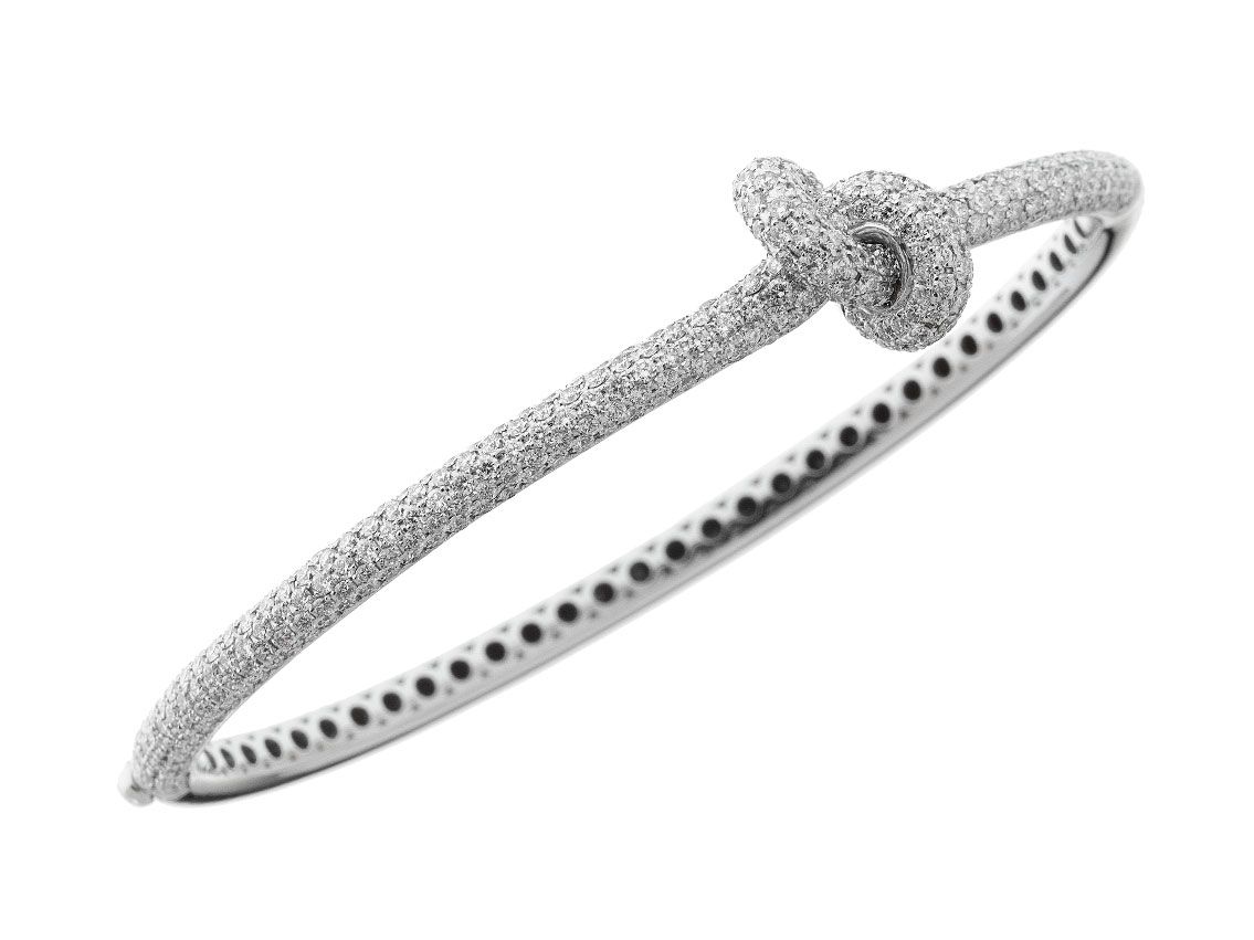 Armreif Knoten 18kt Weißgold 18,3g Diamanten 3,55ct 170mm