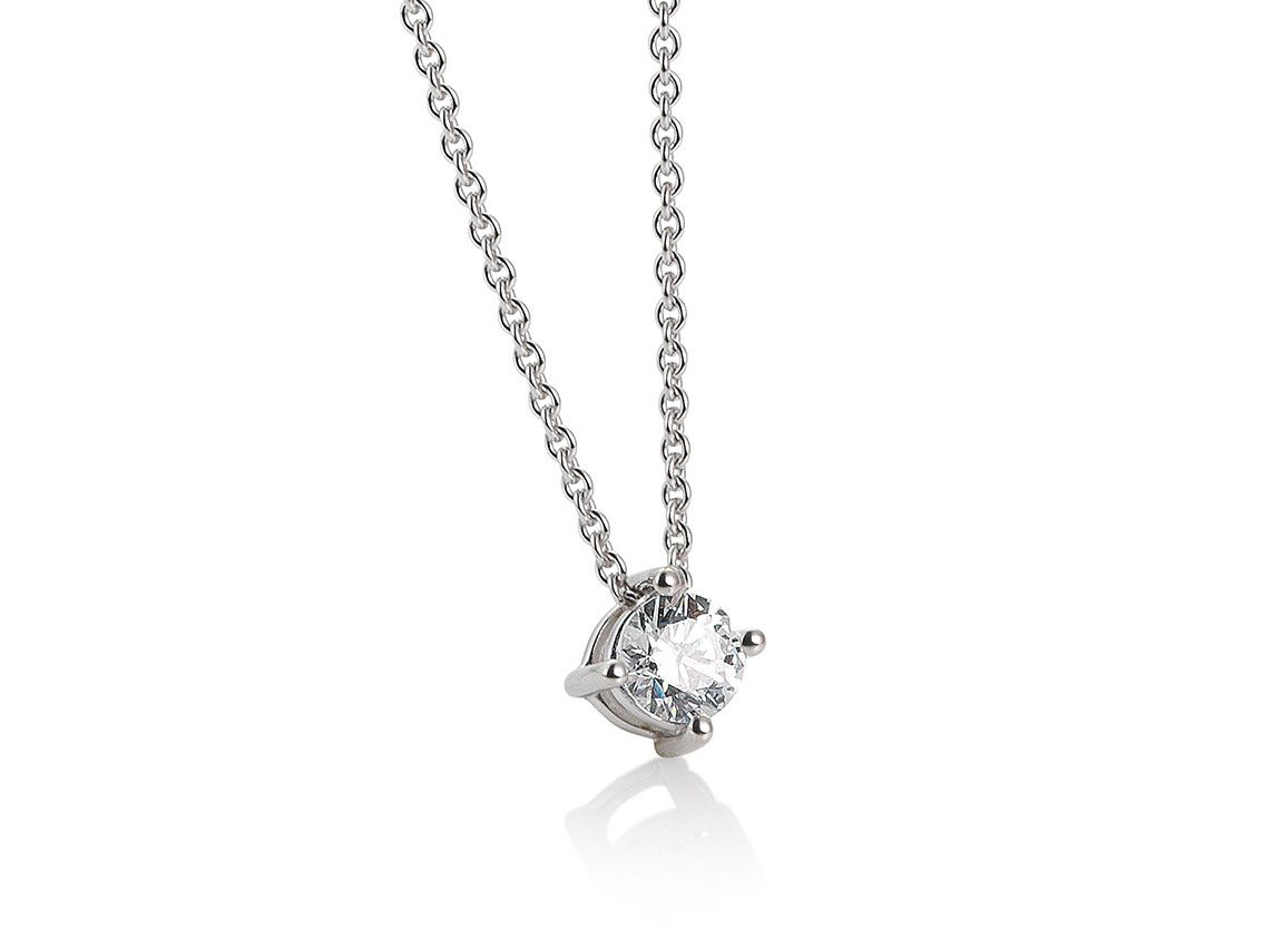 Saint Maurice Halskette Solitär 14kt Weißgold Diamant 0,20ct Neu
