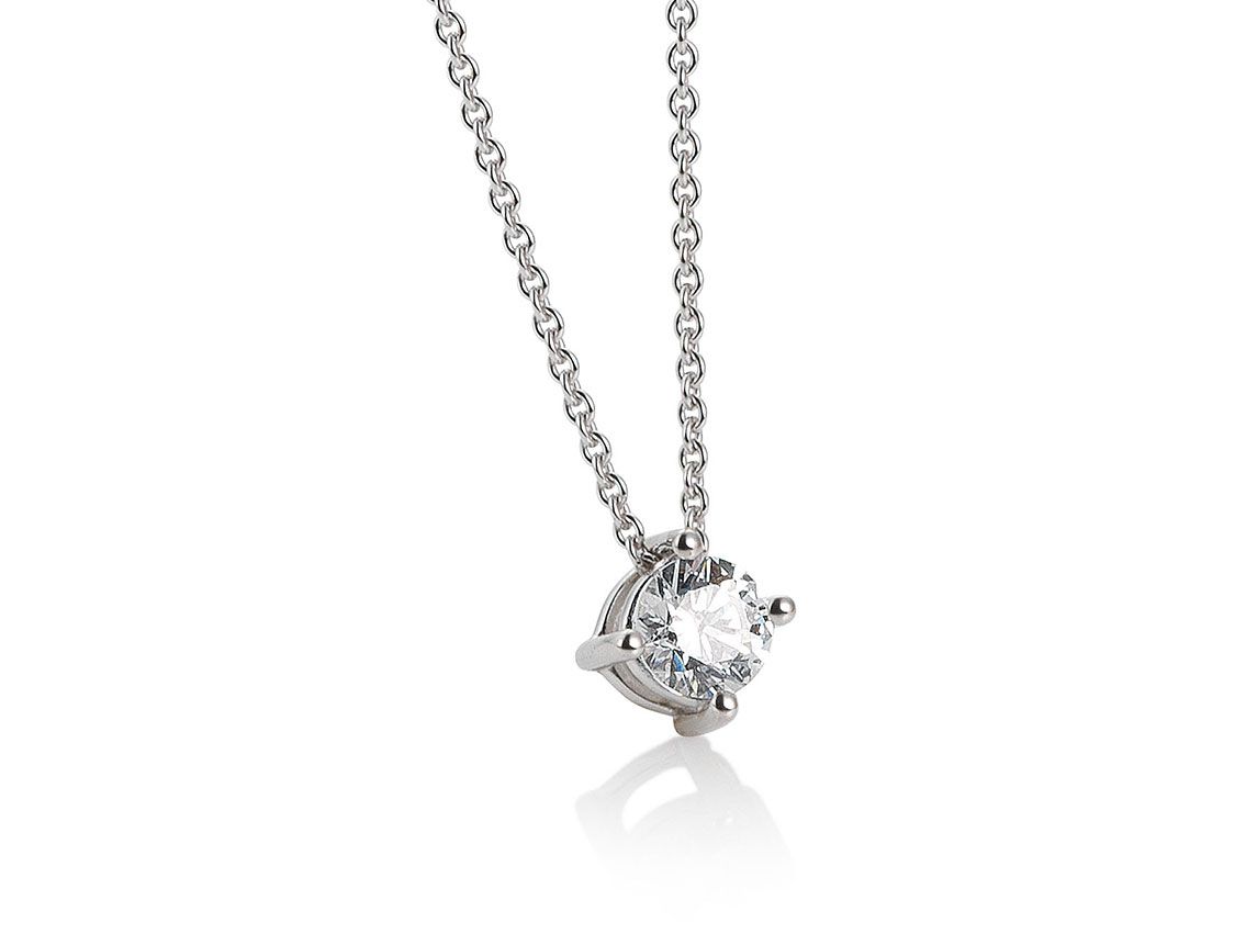 Saint Maurice Halskette Solitär 14kt Weißgold Diamant 0,25ct Neu