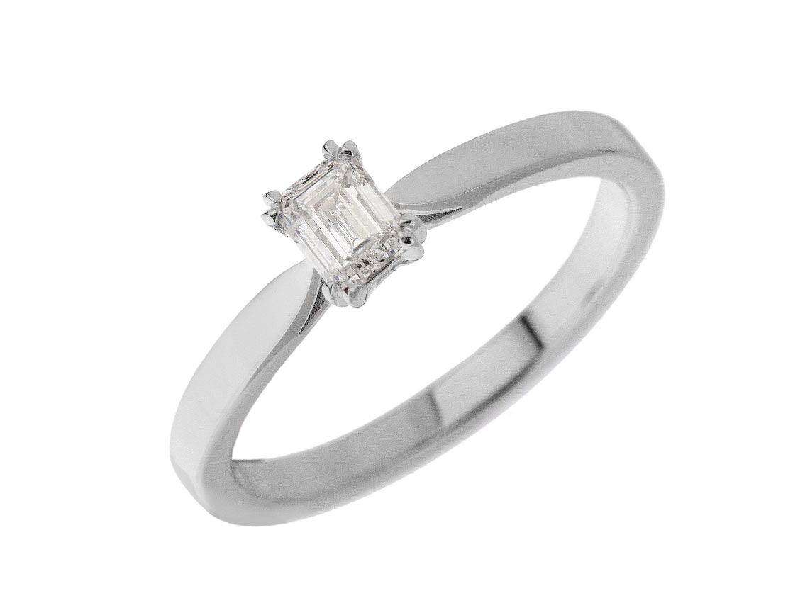 Ring Solitär 18kt Weißgold 3,0g Diamant 0,40ct mit GIA Zertifikat 