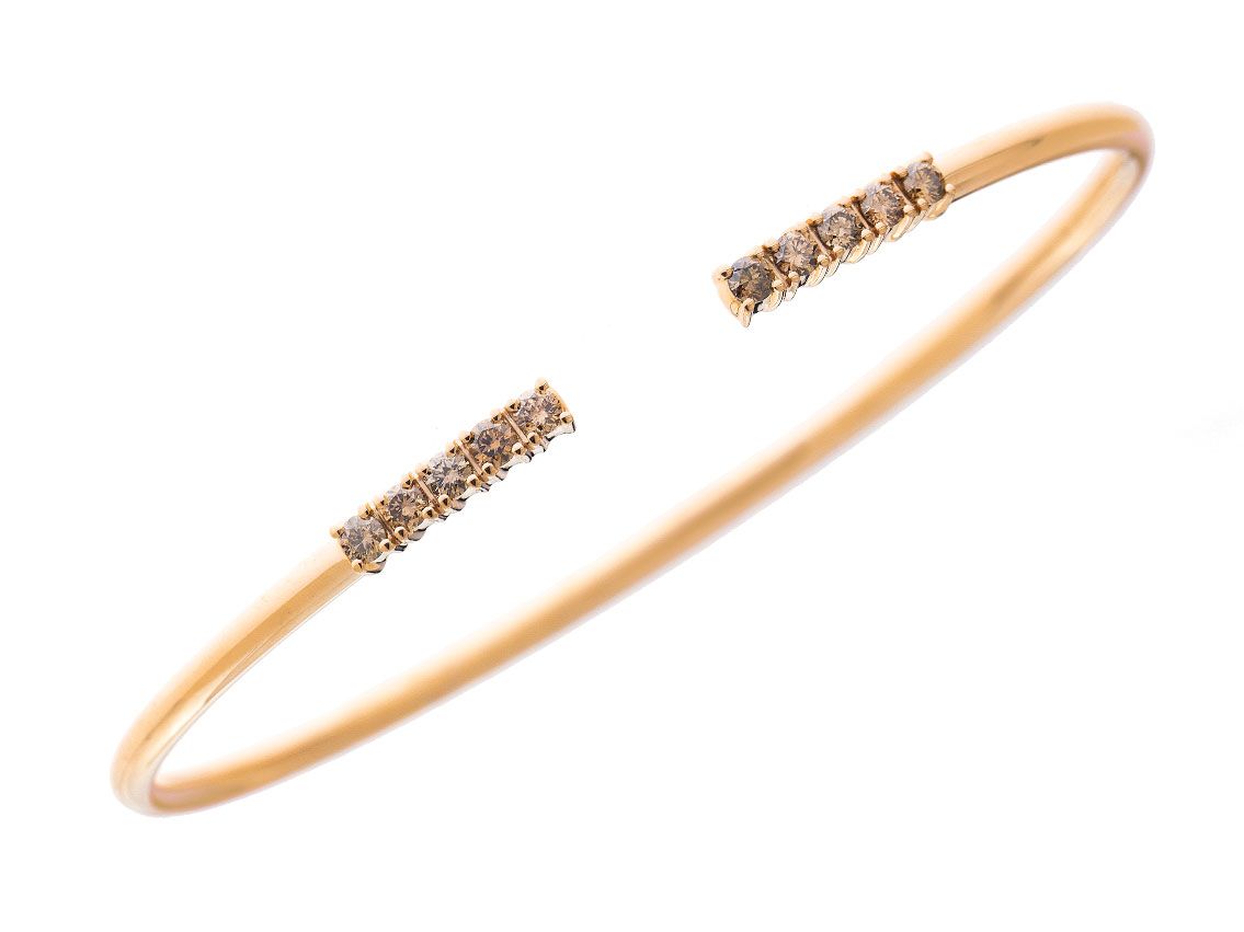 Armreif 18kt Roségold 6,9g Diamanten braun 0,51ct 170mm