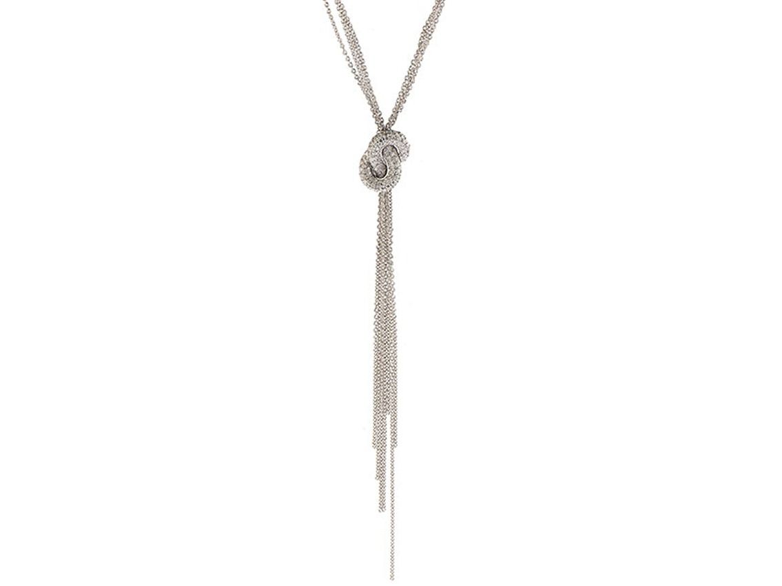 Halskette Multikette Anhänger Knoten 18kt Weißgold 14,6g Diamanten 1,40ct 405mm