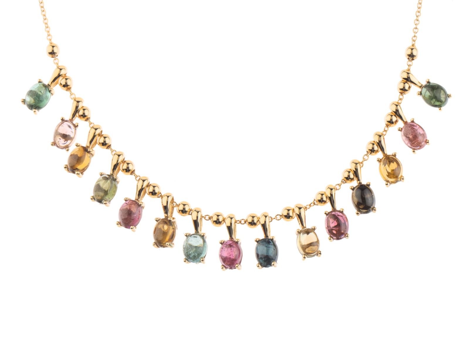 Nanis Halskette 18kt Gelbgold 8,2g Turmalin 6,45 400mm mit Box und Papiere