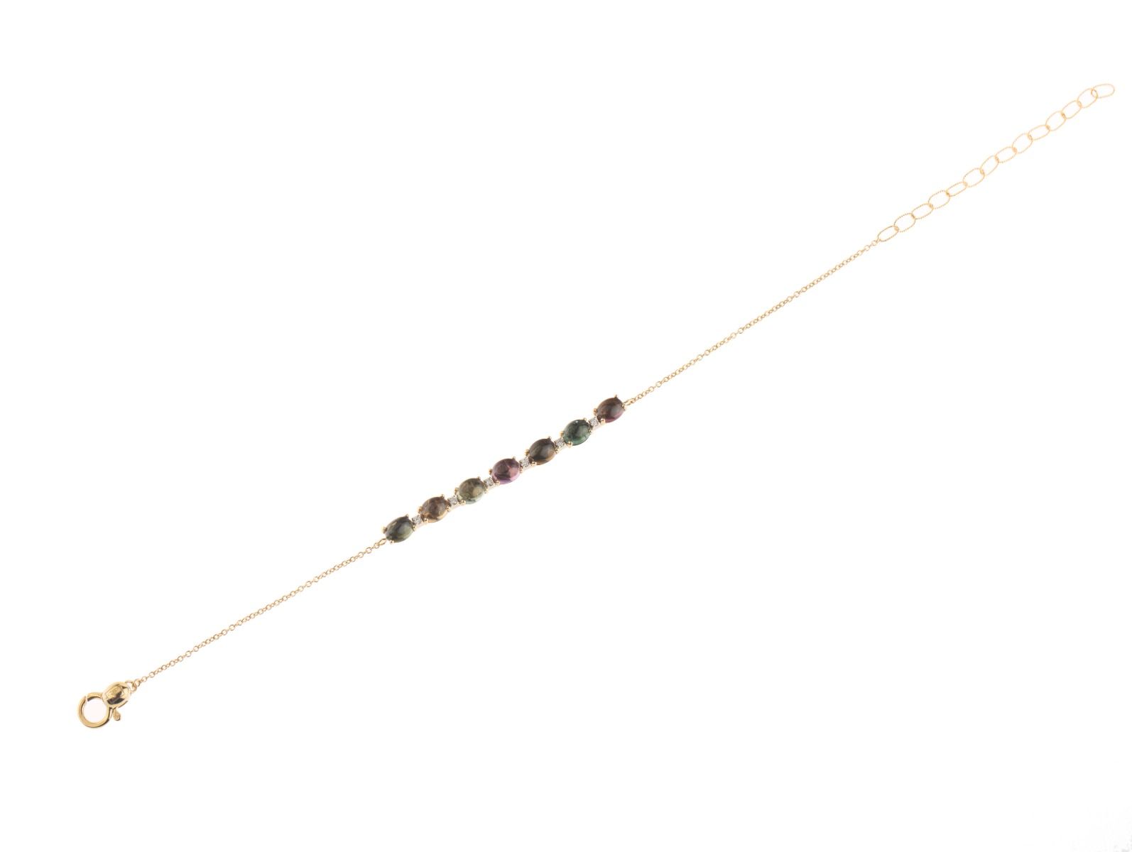 Nanis Armband 18kt Gelbgold 3,5g Diamanten 0,06ct Turmalin 3,01ct 195mm mit Box und Papiere
