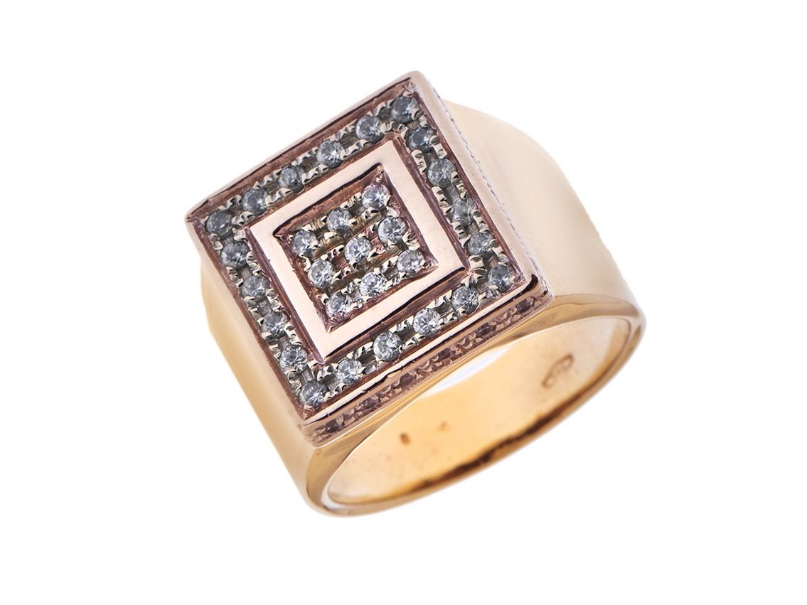 Ring Design 18kt Gelbgold 12,2g Zirkonia 