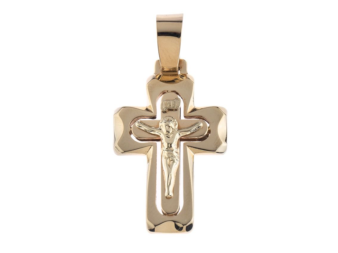 Anhänger Kreuz Design 14kt Gelbgold 4,9g