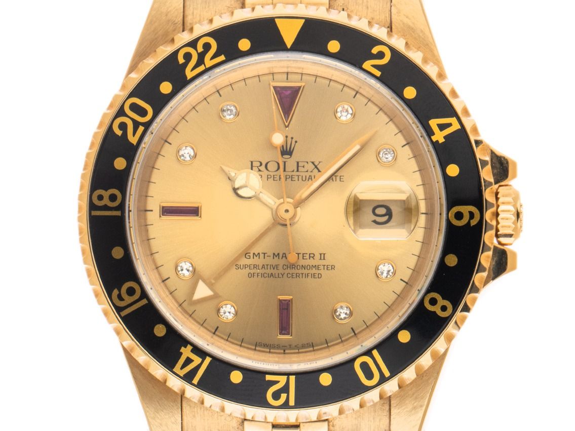 Rolex GMT Master II Serti Dial Ref.16718 1991 Box&Beschreibung Original Vintage Unpoliert