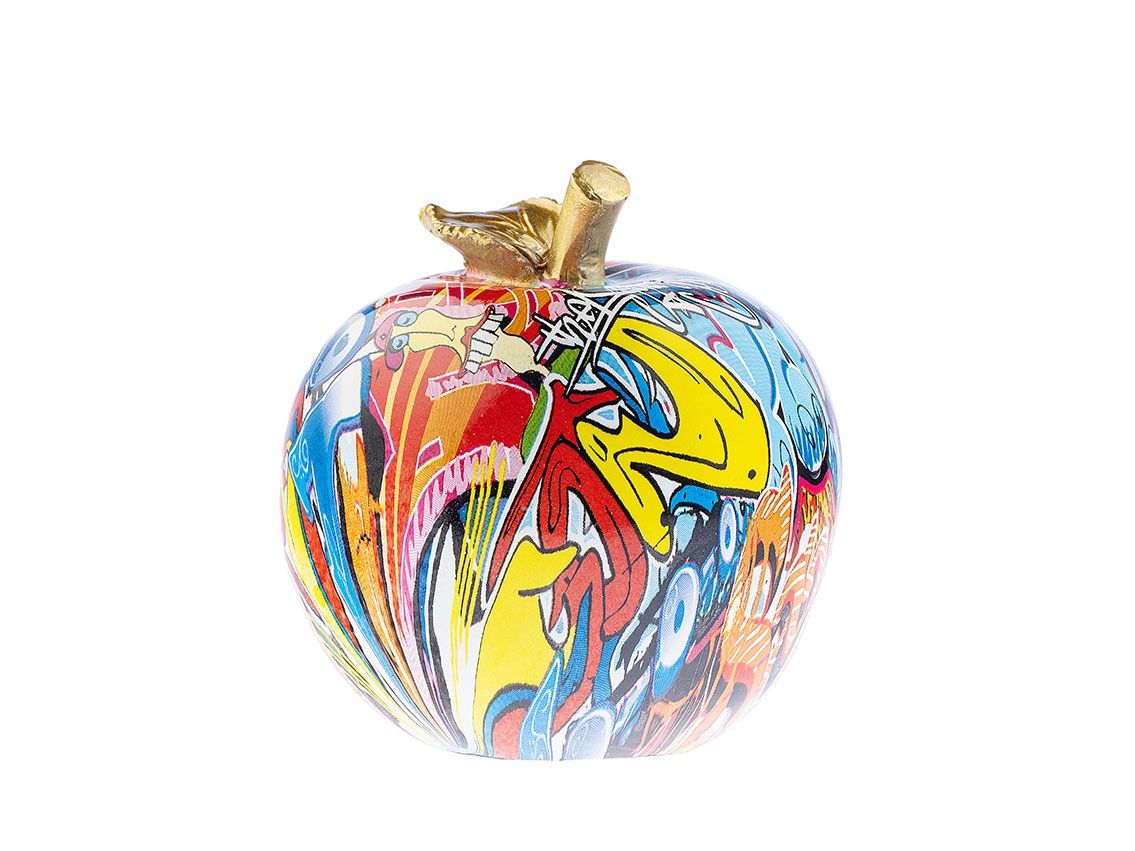 Pop Art Skulptur Apfel Graffiti 9,5 x 8cm 